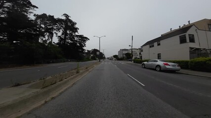 San Francisco Golden Gate Park Lincoln Way Eastbound 07 Front View at 34th Ave Driving Plate California USA Ultra Wide