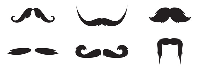 mustache silhouette vector set, moustache icon collection . set of mustaches. set of mustache vector .