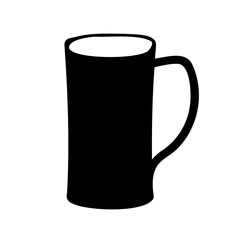 A simple black and white image of a tall cylindrical mug silhouette