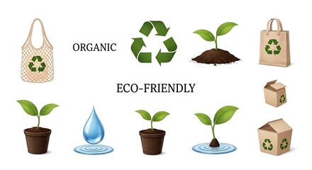 Obraz premium set of green eco icons
