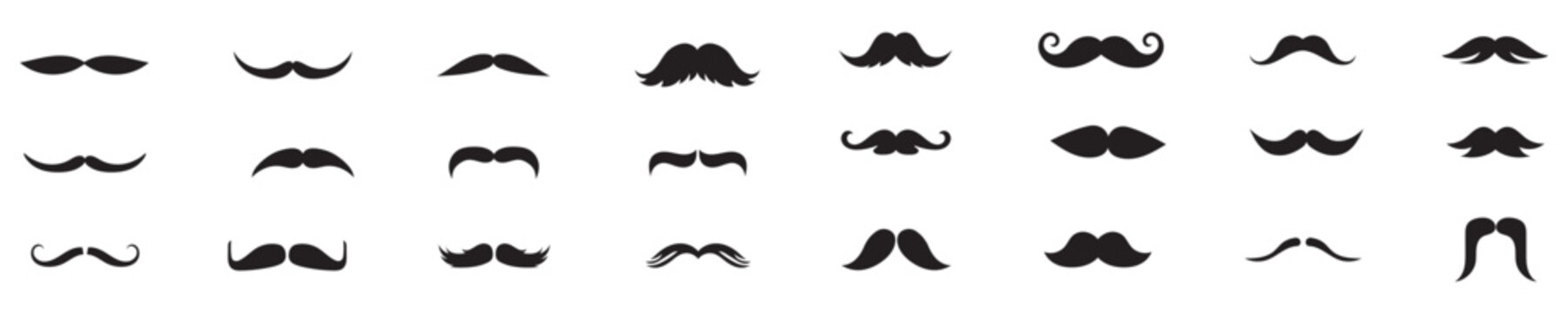 mustache silhouette vector set, moustache icon collection . set of mustaches. set of mustache vector .