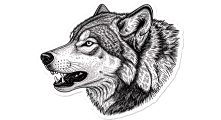 Vintage Engraving Illustration of a Fierce Wolf Head



