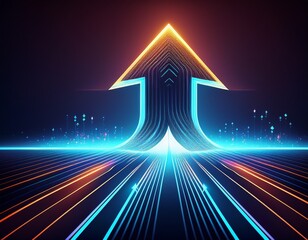 glowing arrow direction futuristic technology