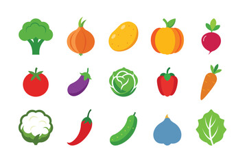 set of vegetables isolated