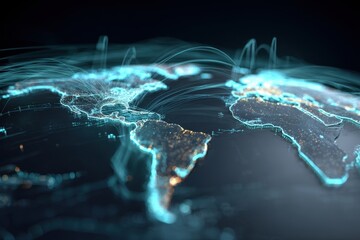 Digital Earth with Glowing Connections and Data Streams
