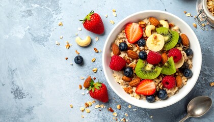 Healthy breakfast bowl with fresh fruit and granola