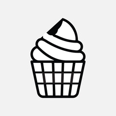Cupcake icon vector black, 