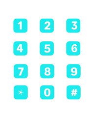 Embossed letter 0 to 9 with star and hash monogram minimalist typography design
