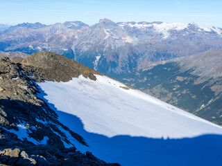 Snowy Slope and Mountain Peaks of Mont Cenis in the French Alps – Alpine Landscape and Glacier View