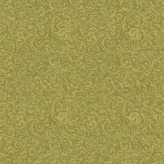 Elegant olive green seamless pattern with intricate swirls.