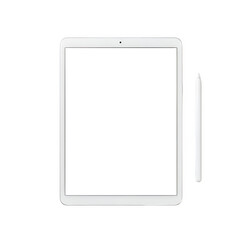 Fototapeta premium White Tablet and Stylus, isolated on white or transparent background. PNG