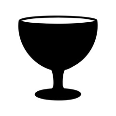 Elegant Black Silhouette of a Goblet with Stem on White Background