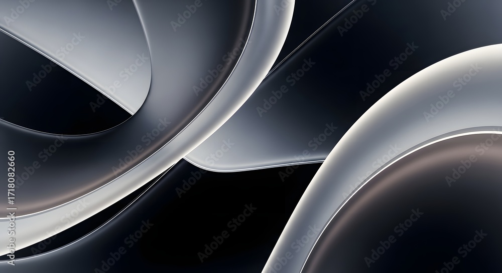 Poster abstract sleek black and white background with a modern design. curved lines and a glossy surface cr
