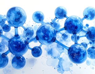 Abstract molecular structure, blue spheres