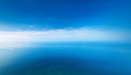 Obraz premium Panoramic Illustration Of Light Blue Sky With Cloudy Haze And Sea On Horizon Serene Minimalistic Design Ideal For Modern Digital Art Wallpapers And Backgrounds For Various Projects