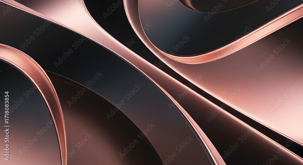 Poster abstract futuristic geometric background with metallic lines. modern curved shapes and a polished ro