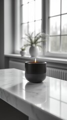 Serene Aromatherapy Candle on Marble Counter