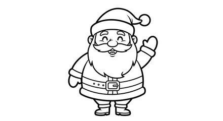 Happy Santa Claus Waving Hand with a Friendly Smile on an Isolated White Background, Holiday Character