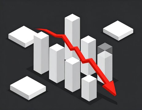 Isometric chart with falling red line