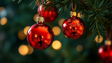 Seasonal Christmas Tree Decorated with Festive Red and Silver Ornaments