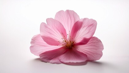 Fototapeta premium A Pink Flower On A White Background In Focus