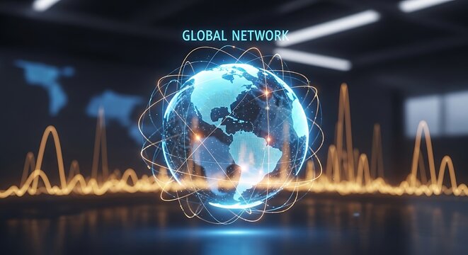 blue abstract background with world map - Powered by Adobe