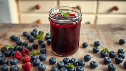 Fresh Blueberry Juice with Garnish
