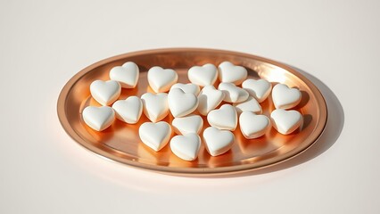Heart-shaped candy cookies on a serving tray