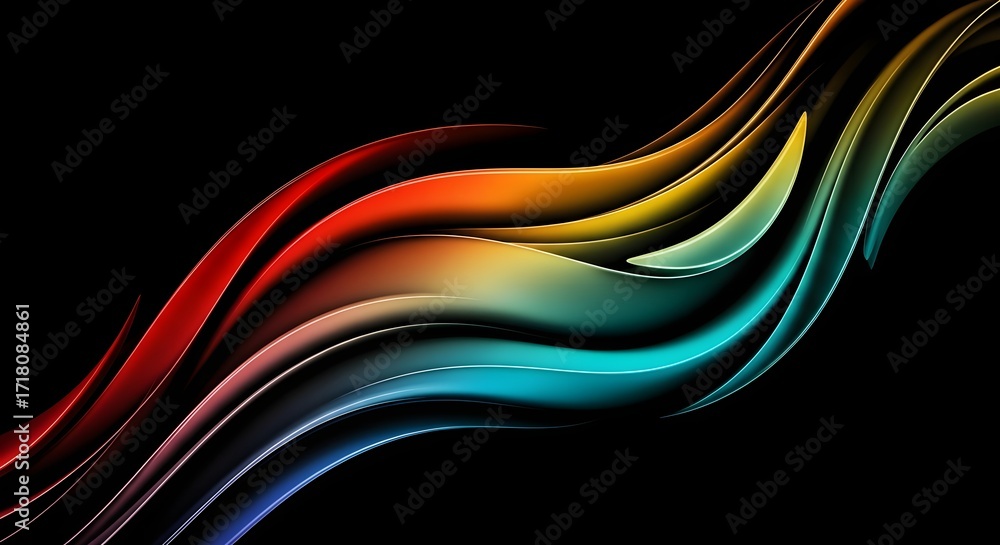 Poster abstract flowing multi-colored background with a smooth gradient. elegant, reflective shapes and a l