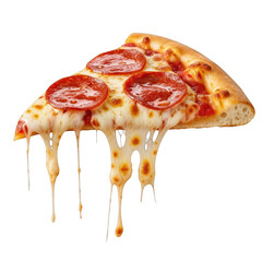 Delicious pepperoni pizza slice isolated on transparent background