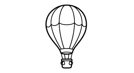 Classic hot air balloon flying in the sky, isolated white background.