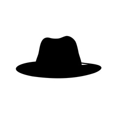 Silhouette of a Classic Fedora Hat Against a Clean White Background