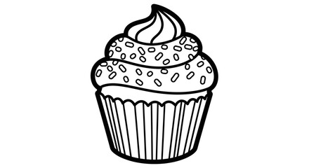 Delicious Cupcake with Swirled Frosting and Sprinkles on an Isolated White Background