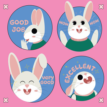 Cute Rabbit Illustration Stickers for Planners