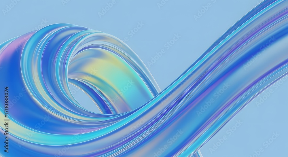 Poster abstract flowing glass-like shapes with a transparent look. a liquid, iridescent design with a gloss