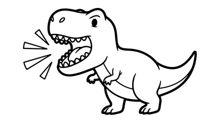 Mighty Tyrannosaurus Rex Roaring with Open Mouth and Sharp Teeth on Isolated White Background