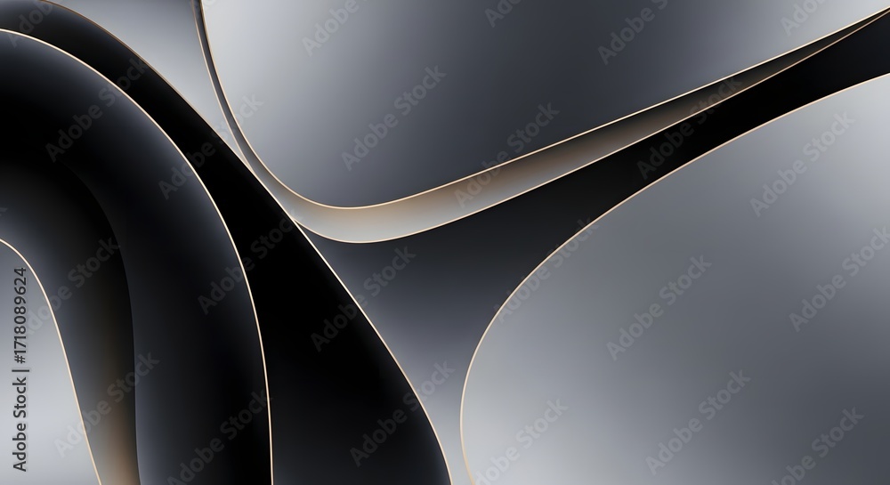 Poster abstract futuristic geometric background with metallic lines. modern curved shapes and a polished ro
