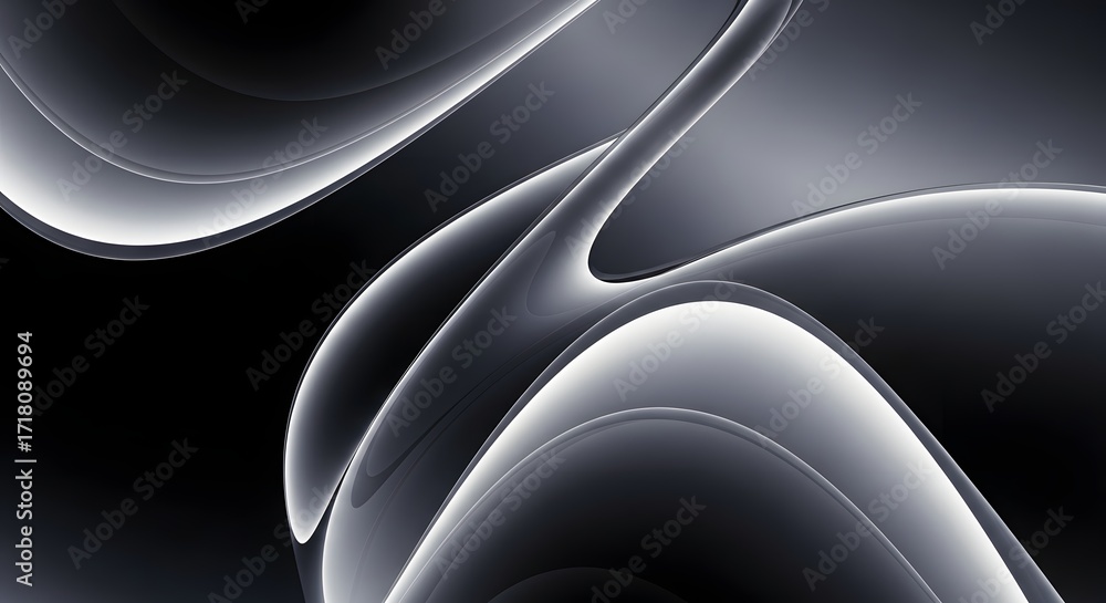 Poster abstract sleek black and grey background with a modern design. curved lines and a glossy surface cre