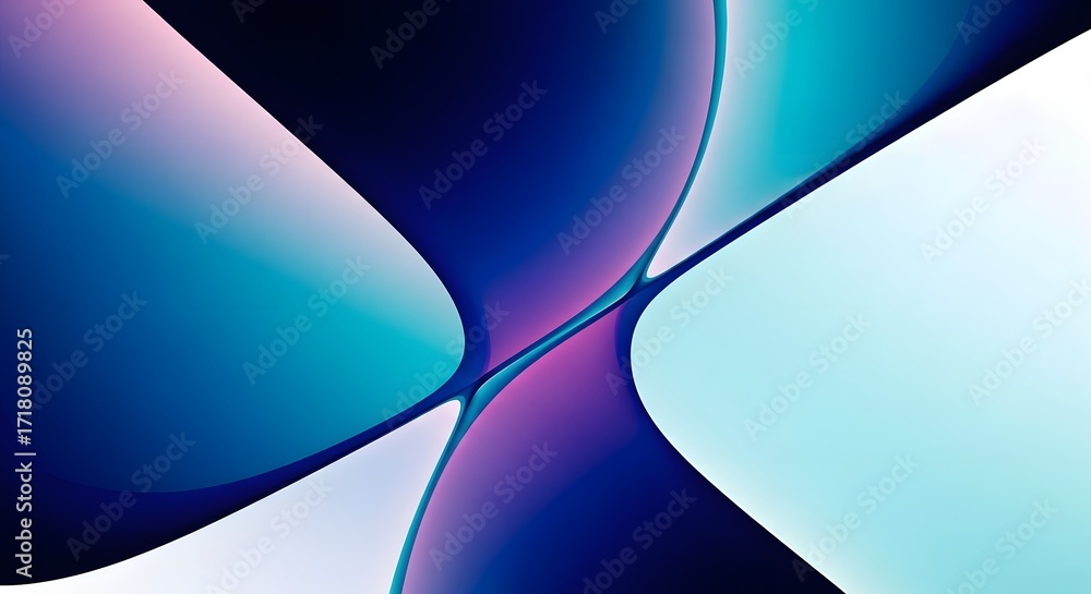 Poster abstract futuristic geometric background with neon lights. modern curved shapes and vibrant colors. 
