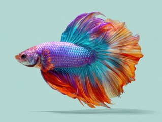 Fototapeta premium Vibrant betta fish swimming gracefully underwater environment high-quality image artistic viewpoint colorful concept
