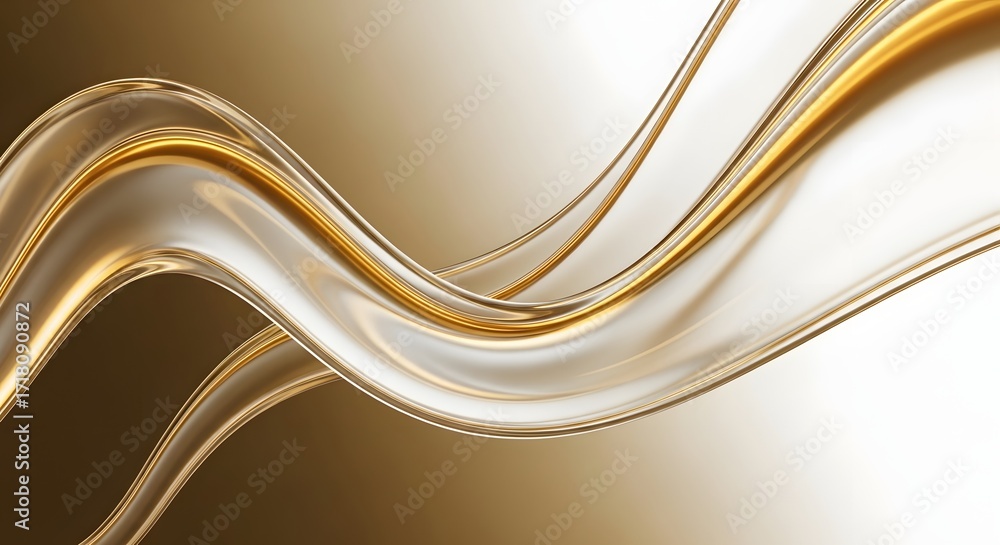 Poster abstract flowing golden and white background with a metallic chrome effect. wavy fluid shapes and a 