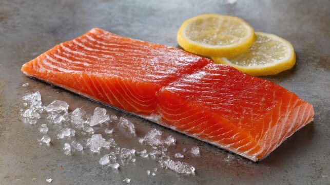 Arctic Char Fillet in Scorching Weather. Fresh Seafood Fish Fillet Concept