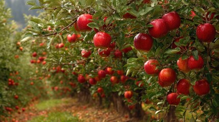 Washington Apple Orchard. Harvesting Fresh Red Apples on Fruit Farm Plantation