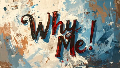 Bold text "Why Me!" on a textured background