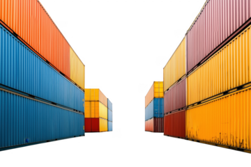 Colorful shipping containers stacked in rows representing global logistics and trade