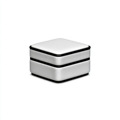 Minimalist 3D rendered white square box with black border, clean white and black, representing gifts, luxury packaging, and storage, with copy space