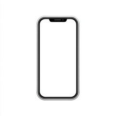 Modern smartphone outline with blank screen, white and metallic grey, representing mobile technology and apps, with copy space