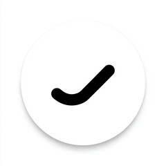 Minimalist checkmark icon in a white circle, black and white, representing approval and completion, with copy space