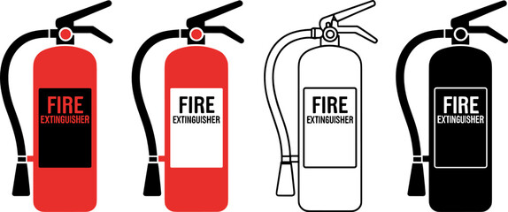 Fire Extinguisher Ensemble: A selection of fire extinguishers showcased in different artistic styles, all in readiness for emergencies, embodying essential safety measures.