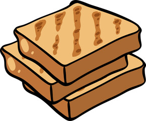 vector illustration of slices of brown grilled bread